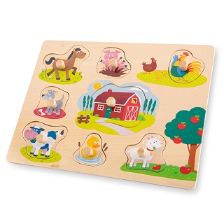 Peg puzzle - 8 pieces - farm